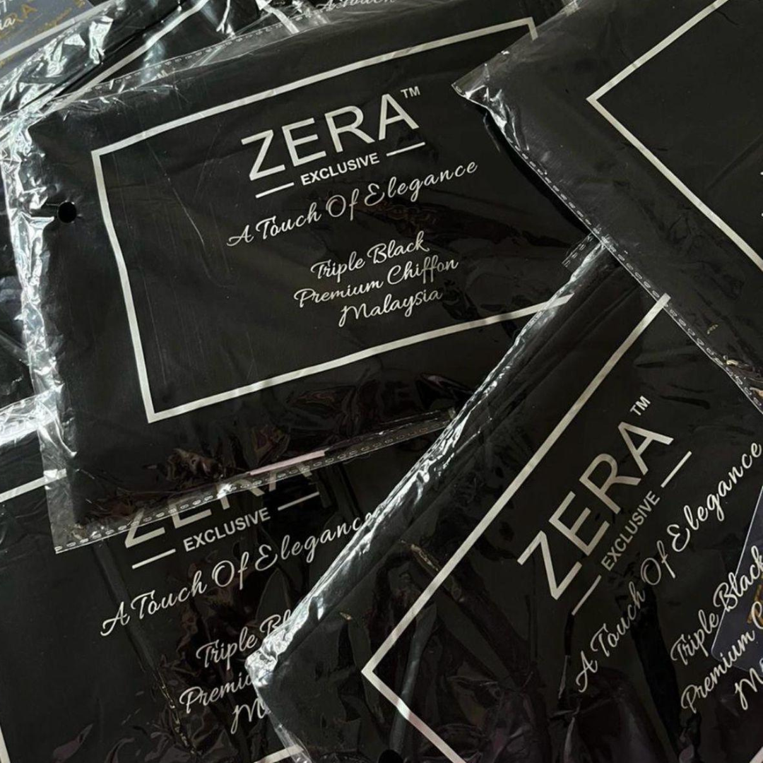 Zera jet black premium Malaysian chiffon hijab - View 3